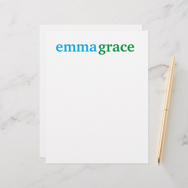 Personalised Monogramed Stationery Notepad Custom Letterhead (Front/Back In Situ)