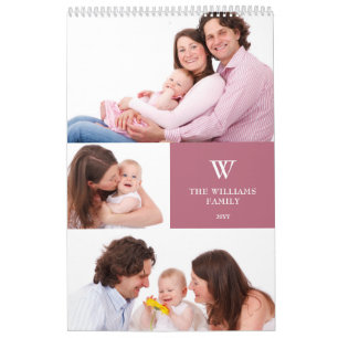 Personalised Monogrammed 15 Family Photo 2025 Calendar