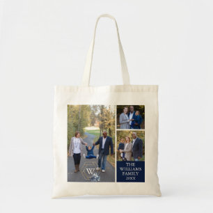 Personalised Monogrammed 3 Family Photo Collage Tote Bag