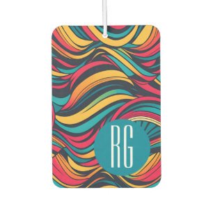 Personalised Monogrammed Abstract Waves Pattern Car Air Freshener