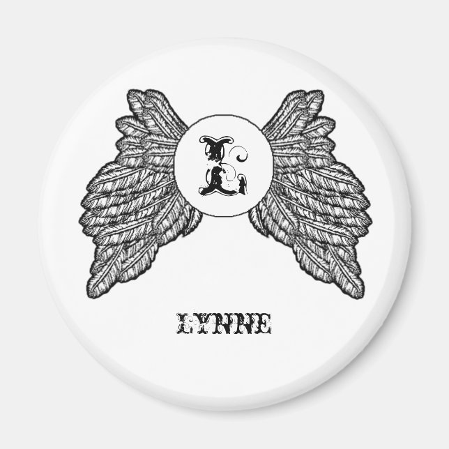 Personalised Monogrammed Angel Wings Magnet (Front)
