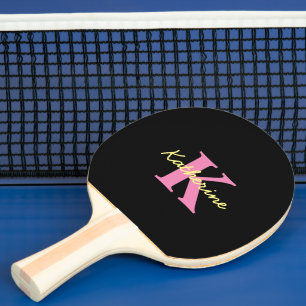 Personalised Monogrammed Black Modern Table Tennis Ping Pong Paddle