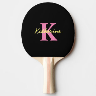 Personalised Monogrammed Black Modern Table Tennis Ping Pong Paddle