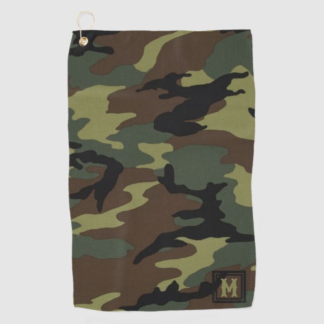 Personalised Monogrammed Camo Design Golf Towel (Front)