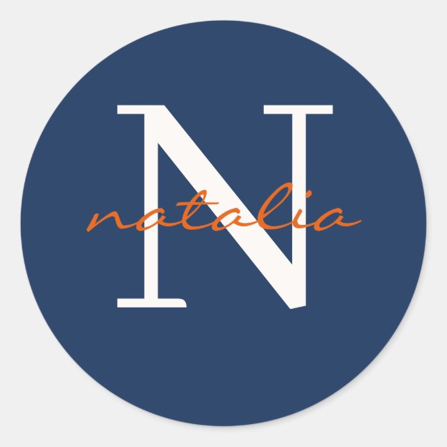 personalised monogrammed classic round sticker (Front)