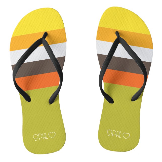Personalised Monogrammed Colour Strips Flip Flops (Footbed)