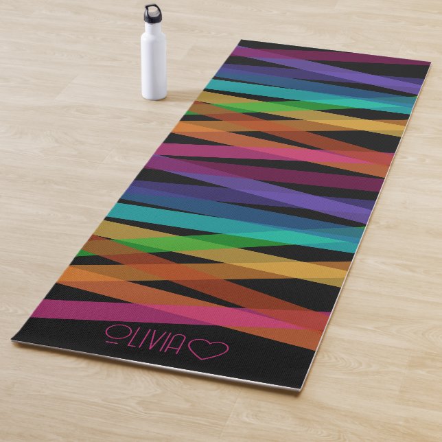 Personalised Monogrammed Colourful Striped  Yoga Mat (In Situ)