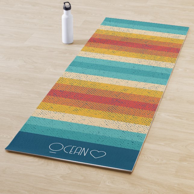 Personalised Monogrammed Colourful Striped  Yoga Mat (In Situ)