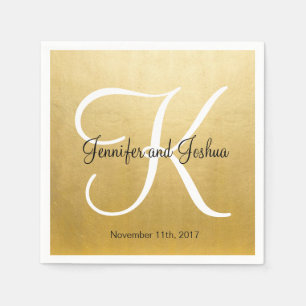 Personalised Monogrammed Custom Gold Foil Wedding Napkin