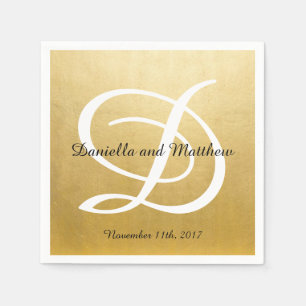 Personalised Monogrammed Custom Gold Foil Wedding Napkin