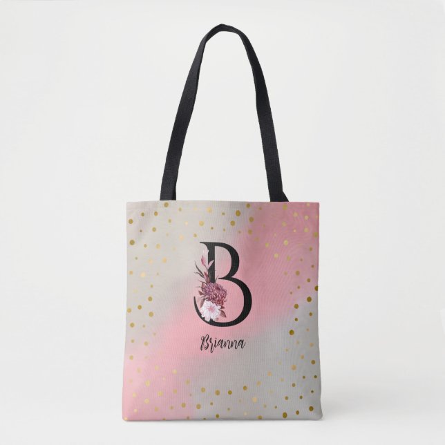 Personalised Monogrammed Customised Letter B Name Tote Bag (Front)