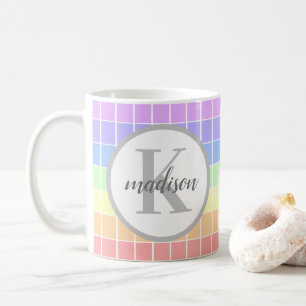 Personalised Monogrammed Cute rainbow stripes Coffee Mug