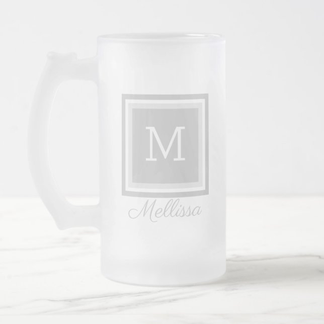 Personalised Monogrammed Frosted Glass Beer Mug (Left)