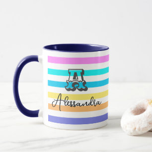 Personalised Monogrammed Girly Rainbow Coffee Mug