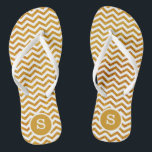 Personalised Monogrammed Gold Glitter Chevron Flip Flops<br><div class="desc">Personalised Monogrammed Gold Glitter Brides Flip Flops</div>