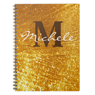 Personalised Monogrammed Gold Glittery Notebook