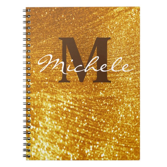 Personalised Monogrammed Gold Glittery Notebook (Front)
