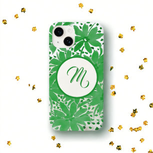 Personalised Monogrammed Green Floral iPhone 12 Pro Case