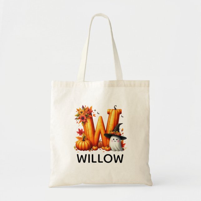 Personalised Monogrammed Halloween Tote Bag (Front)