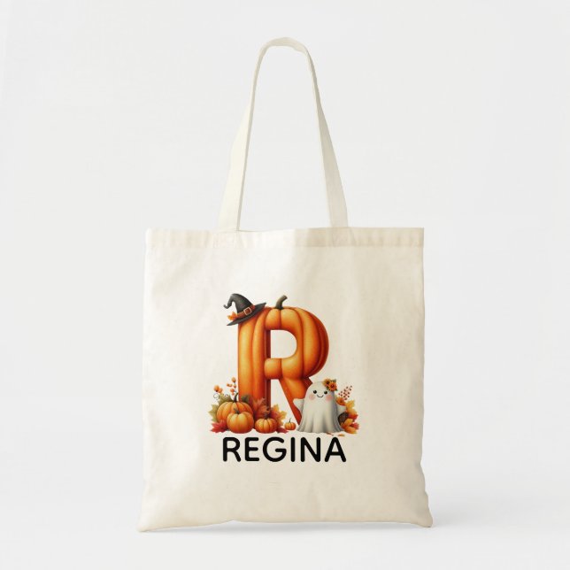 Personalised Monogrammed Halloween Tote Bag (Front)