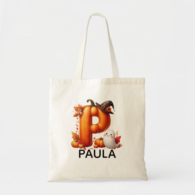 Personalised Monogrammed Halloween Tote Bag (Front)