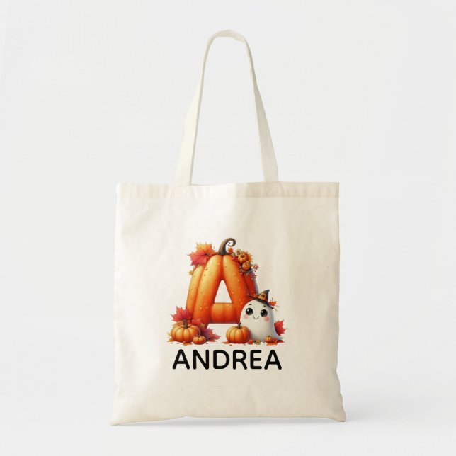 Personalised Monogrammed Halloween Tote Bag (Front)