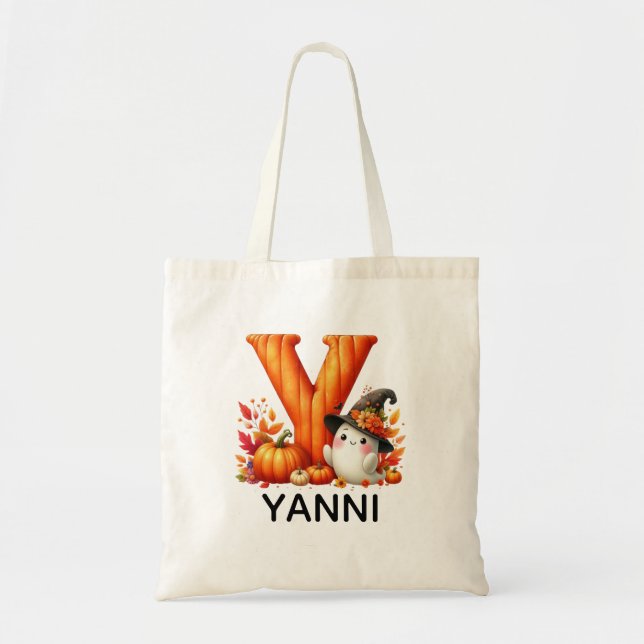 Personalised Monogrammed Halloween Tote Bag (Front)