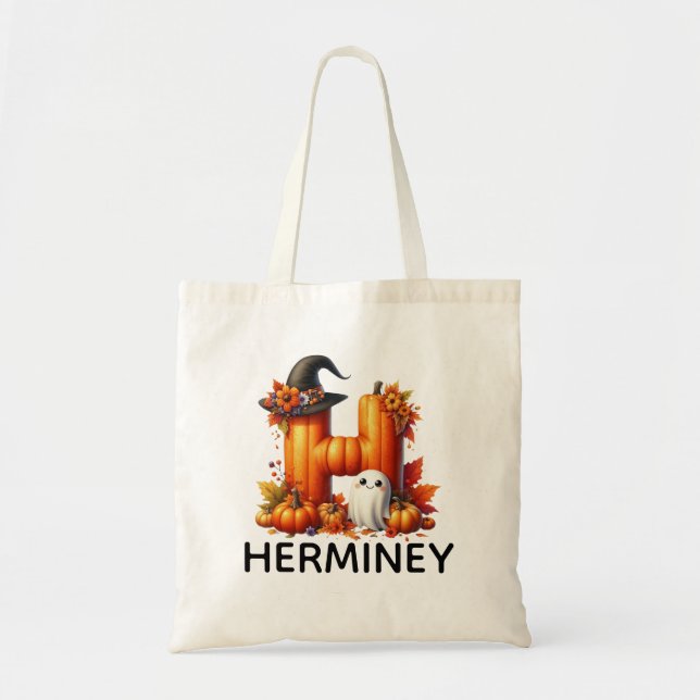 Personalised Monogrammed Halloween Tote Bag (Front)