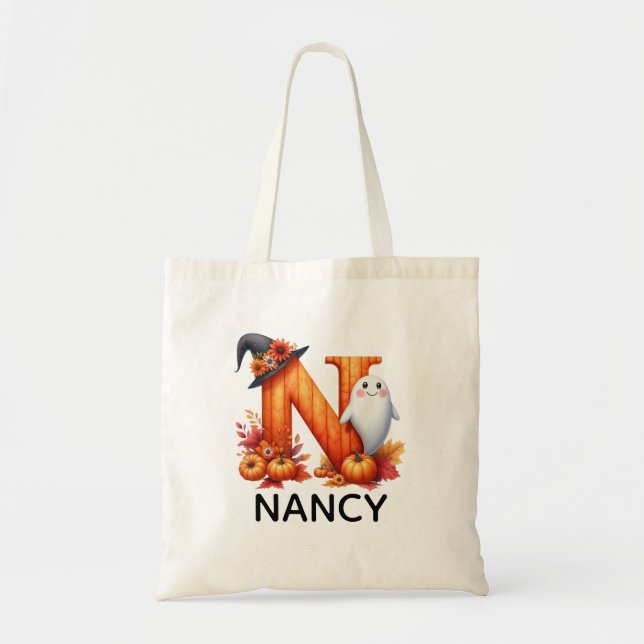 Personalised Monogrammed Halloween Tote Bag (Front)