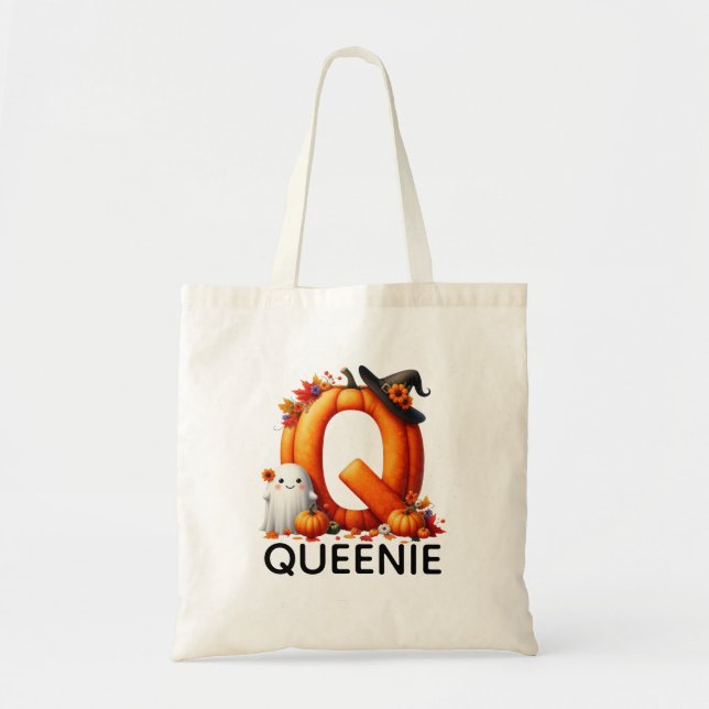Personalised Monogrammed Halloween Tote Bag (Front)
