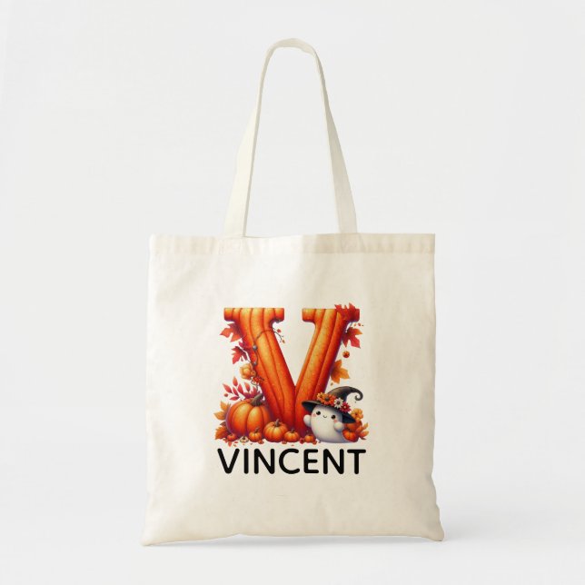 Personalised Monogrammed Halloween Tote Bag (Front)