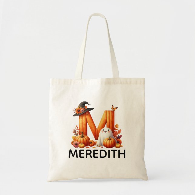 Personalised Monogrammed Halloween Tote Bag (Front)