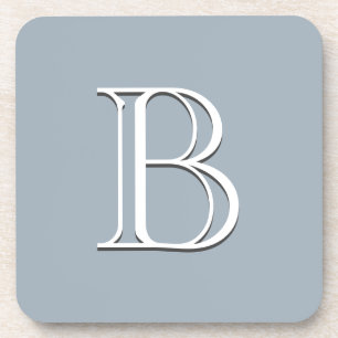 Personalised Monogrammed Initial Soft Blue & White Coaster
