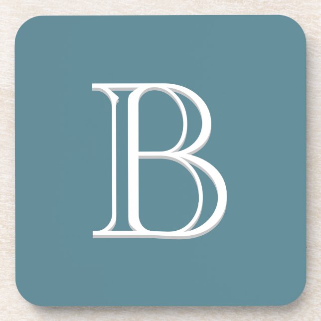 Personalised Monogrammed Initial Turquoise & White Coaster (Front)