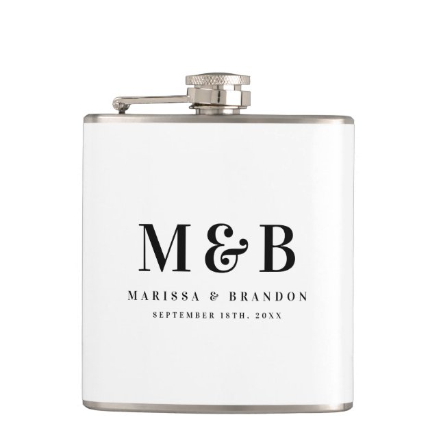 Personalised Monogrammed Initials Wedding Favours Hip Flask (Front)