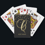 Personalised Monogrammed Letter 'C' Gold Black Playing Cards<br><div class="desc">Lovely modern personalised playing cards with gorgeous topography letter C design monogram in gold and black background with gold confetti.  Editable template - customise and add your name or delete.  These deck of cards are Perfect gifts - even for weddings!</div>