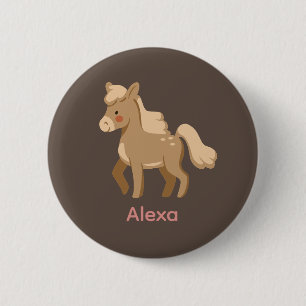 Personalised Monogrammed Pony Horse Girl  6 Cm Round Badge