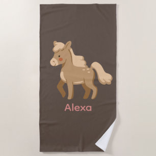 Personalised Monogrammed Pony Horse Girl Beach Towel