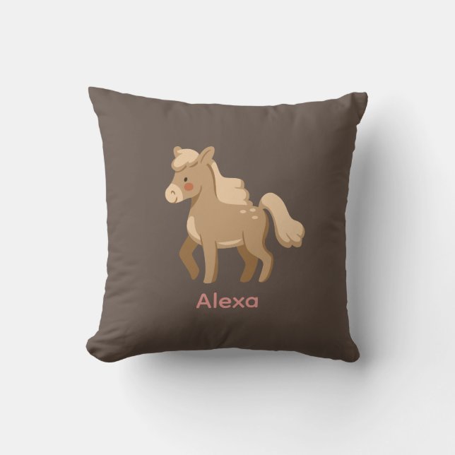Personalised Monogrammed Pony Horse Girl  Cushion (Front)