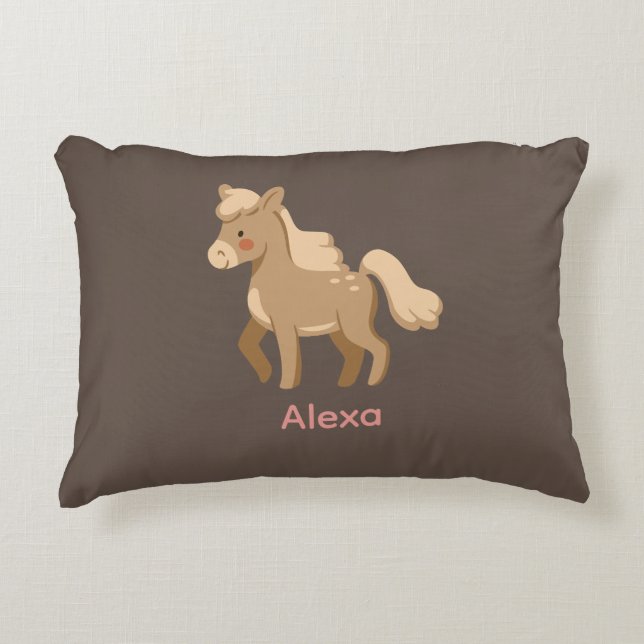 Personalised Monogrammed Pony Horse Girl  Decorative Cushion (Front)