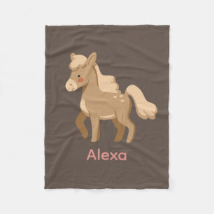 Personalised Monogrammed Pony Horse Girl Fleece Blanket