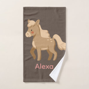 Personalised Monogrammed Pony Horse Girl Hand Towel