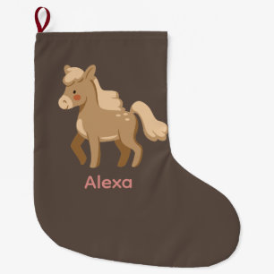 Personalised Monogrammed Pony Horse Girl Large Christmas Stocking