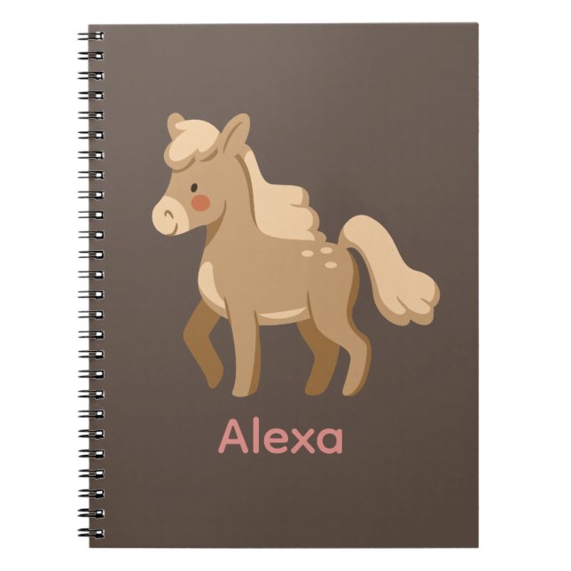 Personalised Monogrammed Pony Horse Girl  Notebook (Front)