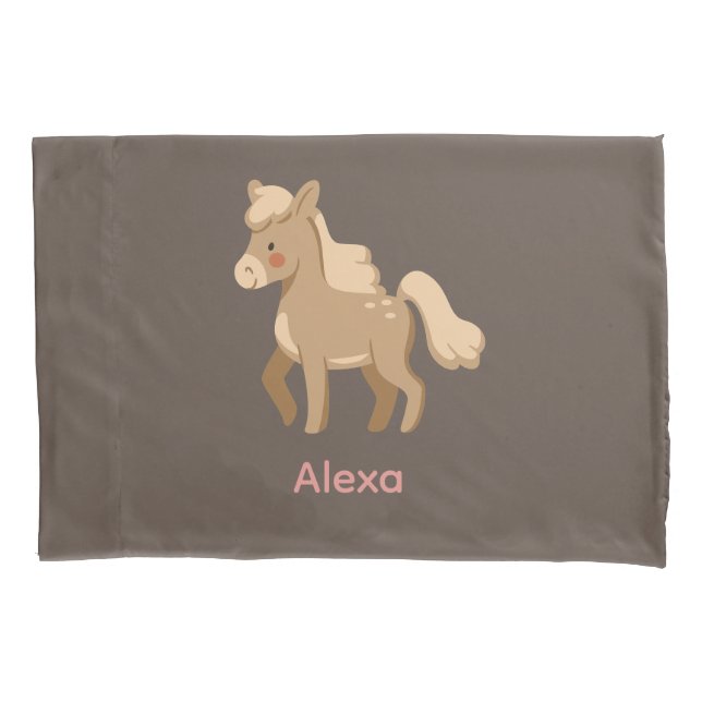 Personalised Monogrammed Pony Horse Girl  Pillowcase (Front)