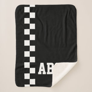 Personalised Monogrammed Racing Flag Sport Themed Sherpa Blanket
