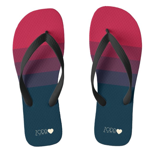 Personalised Monogrammed Red and Black Gradations Flip Flops (Footbed)