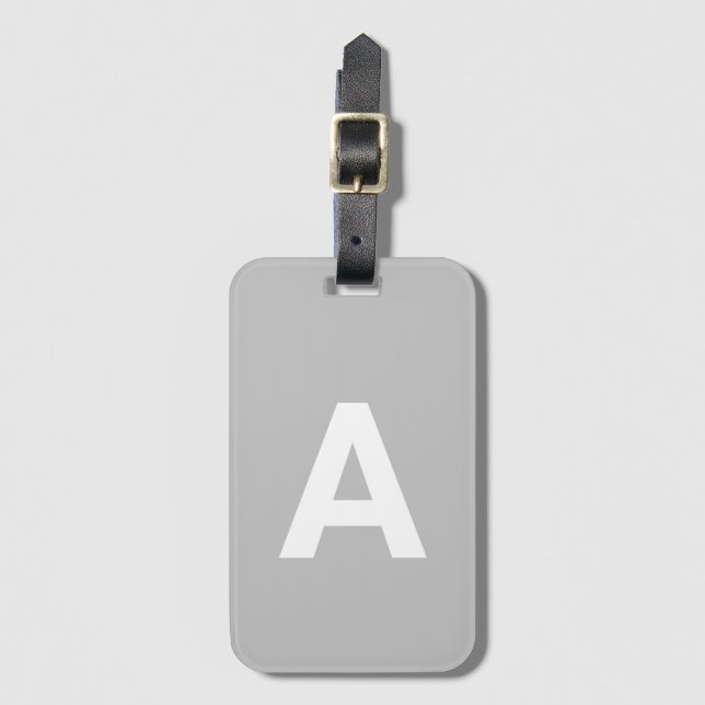 Personalised Monogrammed Simple Modern Grey Luggage Tag (Front Vertical)