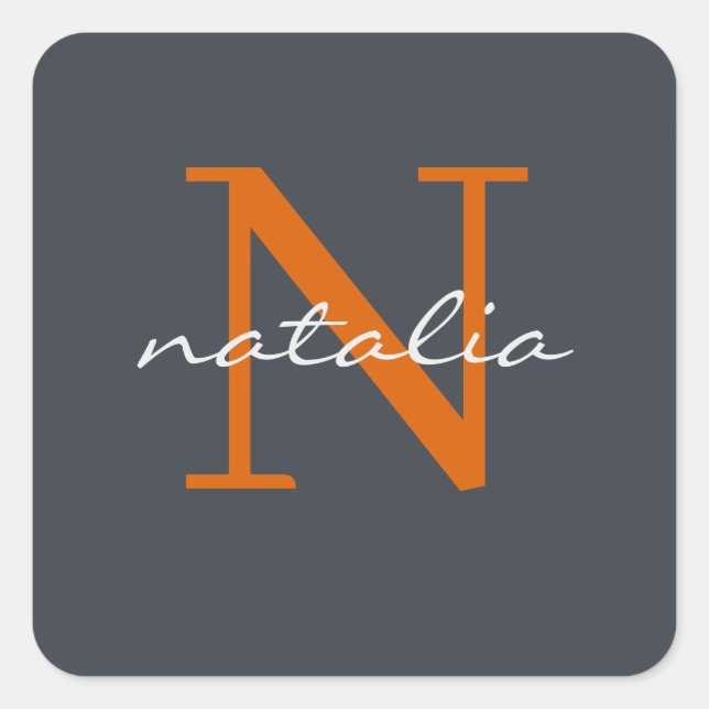 personalised monogrammed square sticker (Front)