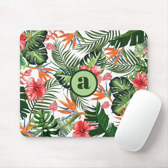 Personalised Monogrammed Tropical Pattern  Mouse Mat (With Mouse)